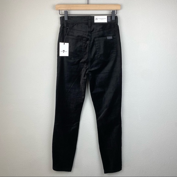 7 For All Mankind High Waist Velvet Ankle Skinny w/ Exposed Button Fly - Sz 24 - Picture 5 of 12